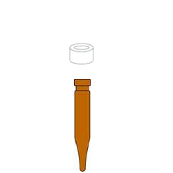 Vials complete, 40x7mm, amber, conical, Set=100