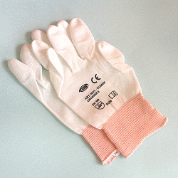 PU-coated nylon gloves, white, size 9(L), 12 pcs