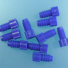 Nut, PP, flanged blue 1/16'', 1/4''-28, 10/pk